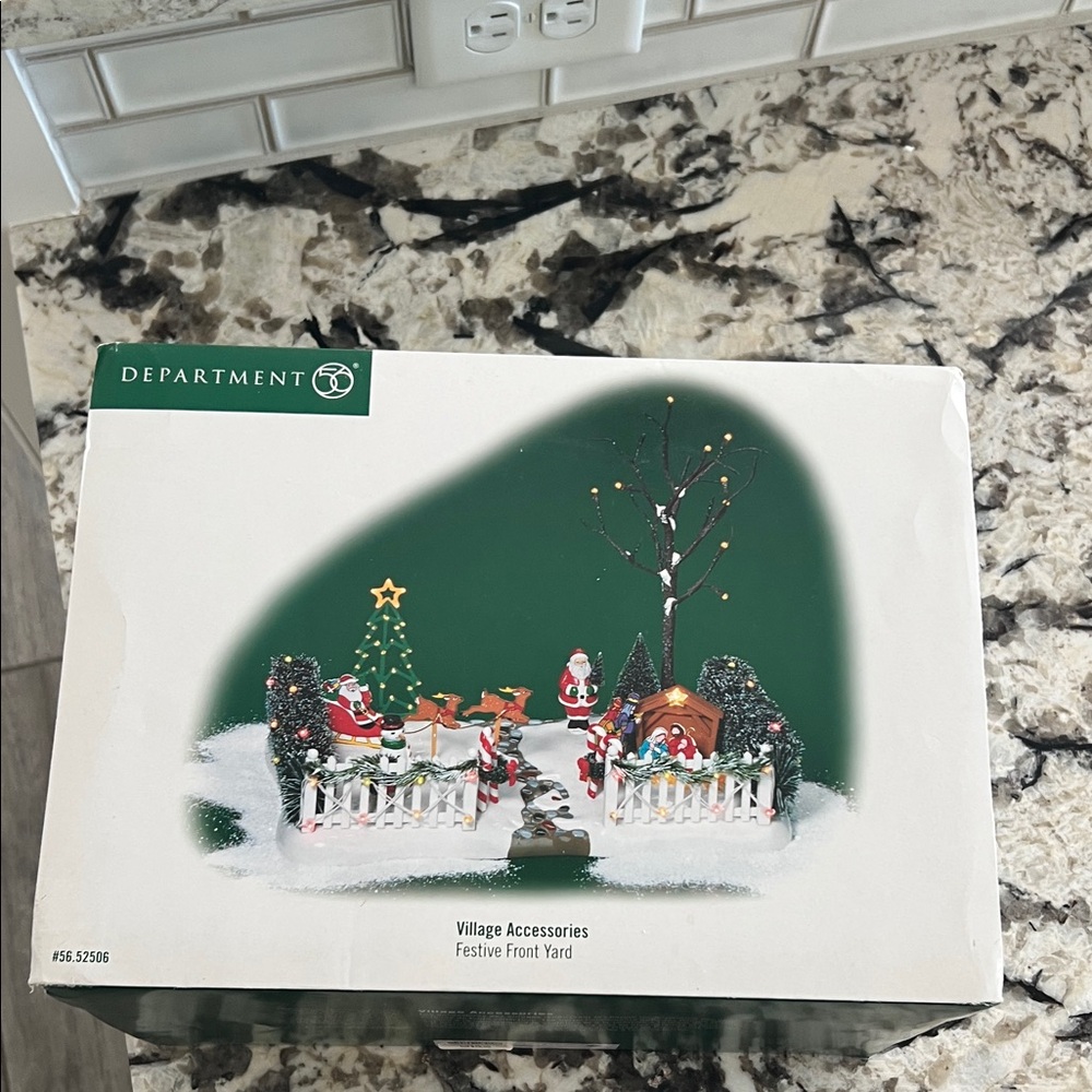 Department 56 Holiday Village Scene with Green and Red Accents